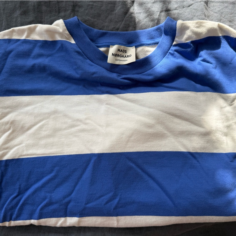 Mads Norgaard Blue and White Striped Light Sweatshirt women’s L